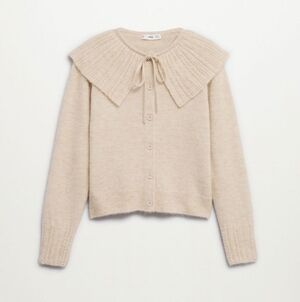 Mango Tie Neck Sweater Cream size M